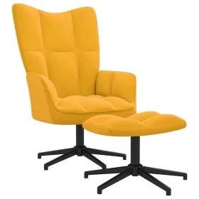 Mustard yellow velvet relaxation chair with footrest by , Armchairs - Ref: Foro24-328113, Price: 166,33 €, Discount: %
