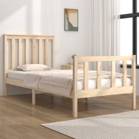 Solid pine wood bed frame 75x190 cm by , Beds and slatted bases - Ref: Foro24-3103868, Price: 88,81 €, Discount: %