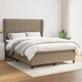 Box spring bed with taupe gray fabric mattress 140x200 cm by , Beds and slatted bases - Ref: Foro24-3128129, Price: 541,96 €,...