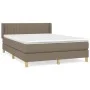 Box spring bed with taupe gray fabric mattress 140x190 cm by , Beds and slatted bases - Ref: Foro24-3130429, Price: 461,94 €,...