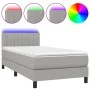 Box spring bed mattress and LED lights light gray fabric 80x200 cm by , Beds and slatted bases - Ref: Foro24-3133269, Price: ...