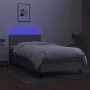 Box spring bed mattress and LED lights light gray fabric 80x200 cm by , Beds and slatted bases - Ref: Foro24-3133269, Price: ...