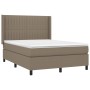 Cama box spring colchón y luces LED tela gris taupe 140x190 cm de , Camas y somieres - Ref: Foro24-3138473, Precio: 512,64 €,...