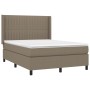 Box spring bed with taupe gray fabric mattress 140x190 cm by , Beds and slatted bases - Ref: Foro24-3131589, Price: 503,78 €,...