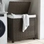 Cesto de ropa sucia con ruedas ratán marrón oscuro 60x35x60,5cm de , Cestas para ropa - Ref: Foro24-372040, Precio: 73,18 €, ...