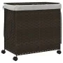 Cesto de ropa sucia con ruedas ratán marrón oscuro 60x35x60,5cm de , Cestas para ropa - Ref: Foro24-372040, Precio: 73,18 €, ...