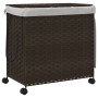 Dirty clothes basket with wheels dark brown rattan 60x35x60.5cm by , Laundry baskets - Ref: Foro24-372040, Price: 74,27 €, Di...