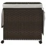 Cesto de ropa sucia con ruedas ratán marrón oscuro 60x35x60,5cm de , Cestas para ropa - Ref: Foro24-372040, Precio: 73,18 €, ...