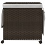 Schmutziger Wäschekorb mit Rollen, dunkelbraunes Rattan, 60 x 35 x 60,5 cm von , Wäschekörbe - Ref: Foro24-372040, Preis: 74,...