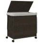 Cesto de ropa sucia con ruedas ratán marrón oscuro 60x35x60,5cm de , Cestas para ropa - Ref: Foro24-372040, Precio: 73,18 €, ...
