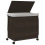 Schmutziger Wäschekorb mit Rollen, dunkelbraunes Rattan, 60 x 35 x 60,5 cm von , Wäschekörbe - Ref: Foro24-372040, Preis: 74,...