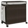 Cesto de ropa sucia con ruedas ratán marrón oscuro 60x35x60,5cm de , Cestas para ropa - Ref: Foro24-372040, Precio: 73,18 €, ...