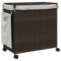 Schmutziger Wäschekorb mit Rollen, dunkelbraunes Rattan, 60 x 35 x 60,5 cm von , Wäschekörbe - Ref: Foro24-372040, Preis: 74,...