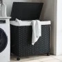 Schmutziger Wäschekorb mit Rollen aus schwarzem Rattan, 60 x 35 x 60,5 cm von , Wäschekörbe - Ref: Foro24-372042, Preis: 78,0...