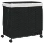 Schmutziger Wäschekorb mit Rollen aus schwarzem Rattan, 60 x 35 x 60,5 cm von , Wäschekörbe - Ref: Foro24-372042, Preis: 78,0...