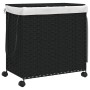 Schmutziger Wäschekorb mit Rollen aus schwarzem Rattan, 60 x 35 x 60,5 cm von , Wäschekörbe - Ref: Foro24-372042, Preis: 83,4...