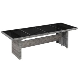 Mesa de jardín ratán sintético y vidrio 240x90x74 cm en Mesas de jardín | Comprar online en Foro24