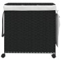 Schmutziger Wäschekorb mit Rollen aus schwarzem Rattan, 60 x 35 x 60,5 cm von , Wäschekörbe - Ref: Foro24-372042, Preis: 83,4...