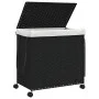 Cesto para ropa sucia con ruedas ratán negro 60x35x60,5 cm de , Cestas para ropa - Ref: Foro24-372042, Precio: 78,07 €, Descu...