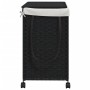 Cesto para ropa sucia con ruedas ratán negro 60x35x60,5 cm