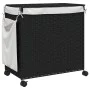 Cesto para ropa sucia con ruedas ratán negro 60x35x60,5 cm de , Cestas para ropa - Ref: Foro24-372042, Precio: 78,07 €, Descu...