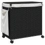 Schmutziger Wäschekorb mit Rollen aus schwarzem Rattan, 60 x 35 x 60,5 cm von , Wäschekörbe - Ref: Foro24-372042, Preis: 83,4...