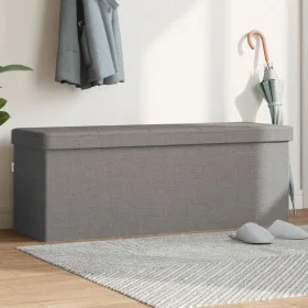 Light Gray Faux Linen Folding Storage Bench by , Benches for halls and storage - Ref: Foro24-374905, Price: 64,15 €, Discount: %