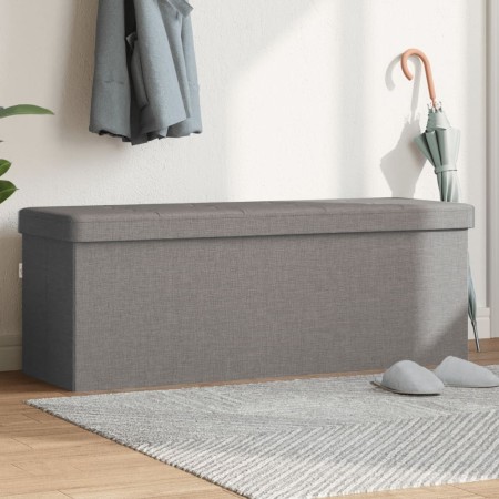 Light Gray Faux Linen Folding Storage Bench by , Benches for halls and storage - Ref: Foro24-374905, Price: 65,45 €, Discount: %
