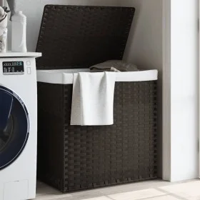Dirty clothes basket 2 sections dark brown rattan 53x35x57 cm by , Laundry baskets - Ref: Foro24-372035, Price: 61,63 €, Disc...