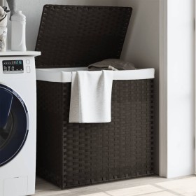 Schmutzwäschekorb, 2 Abschnitte, dunkelbraunes Rattan, 53 x 35 x 57 cm von , Wäschekörbe - Ref: Foro24-372035, Preis: 66,08 €...