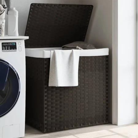 Dirty clothes basket 2 sections dark brown rattan 53x35x57 cm by , Laundry baskets - Ref: Foro24-372035, Price: 61,63 €, Disc...