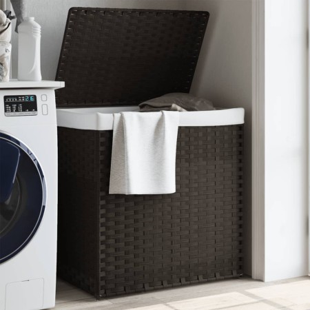 Schmutzwäschekorb, 2 Abschnitte, dunkelbraunes Rattan, 53 x 35 x 57 cm von , Wäschekörbe - Ref: Foro24-372035, Preis: 66,08 €...