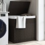 Dirty clothes basket 2 sections dark brown rattan 53x35x57 cm by , Laundry baskets - Ref: Foro24-372035, Price: 66,08 €, Disc...