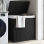 Dirty clothes basket 2 sections black synthetic rattan 53x35x57 cm by , Laundry baskets - Ref: Foro24-372037, Price: 64,02 €,...