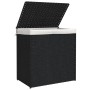 Dirty clothes basket 2 sections black synthetic rattan 53x35x57 cm by , Laundry baskets - Ref: Foro24-372037, Price: 64,02 €,...