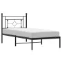 Bed frame with black metal headboard 100x190 cm by , Beds and slatted bases - Ref: Foro24-374333, Price: 68,78 €, Discount: %
