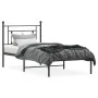 Bed frame with black metal headboard 100x190 cm by , Beds and slatted bases - Ref: Foro24-374333, Price: 68,78 €, Discount: %