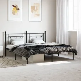 Bed frame with black metal headboard 183x213 cm by , Beds and slatted bases - Ref: Foro24-374344, Price: 104,46 €, Discount: %