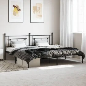Bed frame with black metal headboard 200x200 cm by , Beds and slatted bases - Ref: Foro24-374346, Price: 118,81 €, Discount: %