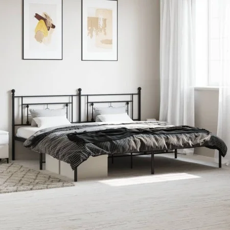 Bettgestell mit schwarzem Metallkopfteil 200x200 cm von , Betten und Lattenroste - Ref: Foro24-374346, Preis: 118,77 €, Rabat...