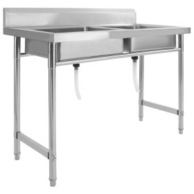 Fregadero de cocina con doble seno acero inoxidable by vidaXL, Sinks - Ref: Foro24-144291, Price: 232,66 €, Discount: %