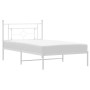 Estructura de cama de metal con cabecero blanco 107x203 cm de , Camas y somieres - Ref: Foro24-374384, Precio: 71,55 €, Descu...