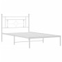 Estructura de cama de metal con cabecero blanco 107x203 cm de , Camas y somieres - Ref: Foro24-374384, Precio: 71,55 €, Descu...