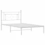 Metal bed frame with white headboard 107x203 cm by , Beds and slatted bases - Ref: Foro24-374384, Price: 70,60 €, Discount: %