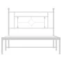 Metal bed frame with white headboard 107x203 cm by , Beds and slatted bases - Ref: Foro24-374384, Price: 70,60 €, Discount: %