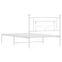 Metal bed frame with white headboard 107x203 cm by , Beds and slatted bases - Ref: Foro24-374384, Price: 70,60 €, Discount: %