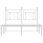 Metal bed frame with white headboard 120x200 cm by , Beds and slatted bases - Ref: Foro24-374386, Price: 86,71 €, Discount: %