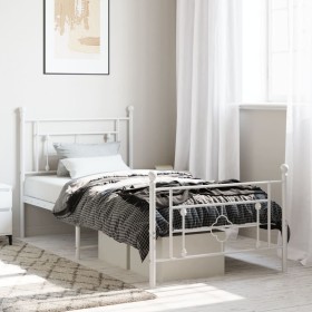 Metallbettgestell mit Kopf- und Fußteil weiß 90x200 cm von , Betten und Lattenroste - Ref: Foro24-374399, Preis: 73,50 €, Rab...