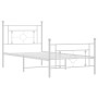 White metal bed frame with headboard and footboard 100x190 cm by , Beds and slatted bases - Ref: Foro24-374400, Price: 80,65 ...