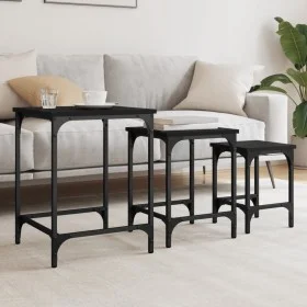 Stapelbare Couchtische, 3 Stück, schwarzes Holzwerkstoff von , Couchtisch - Ref: Foro24-838928, Preis: 36,66 €, Rabatt: %